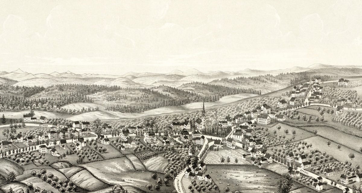 Bird's eye view of Westford, Massachusetts from 1886 - KNOWOL