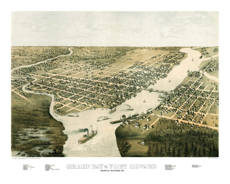 Beautifully restored map of Green Bay, Wisconsin from 1867 - KNOWOL