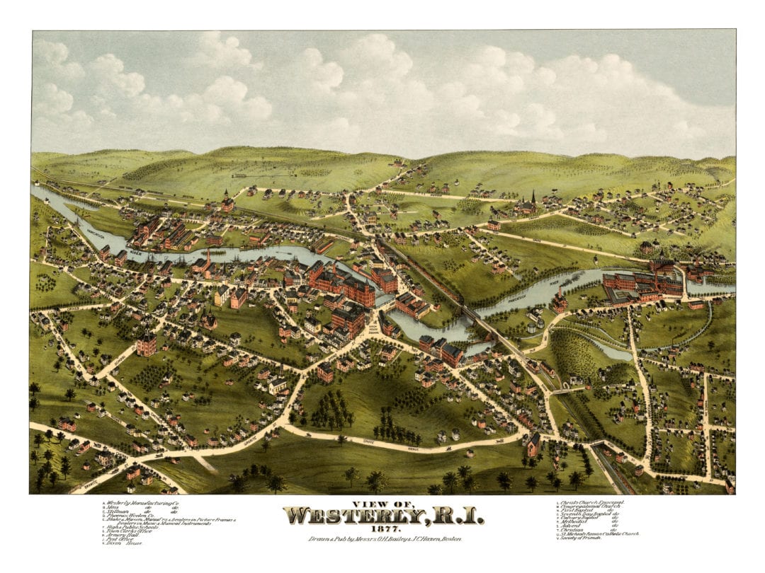 Beautifully restored map of Westerly, Rhode Island from 1877 - KNOWOL