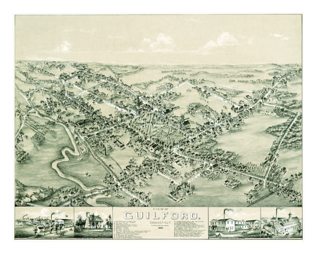 Beautifully restored map of Guilford, Connecticut from 1881 - KNOWOL