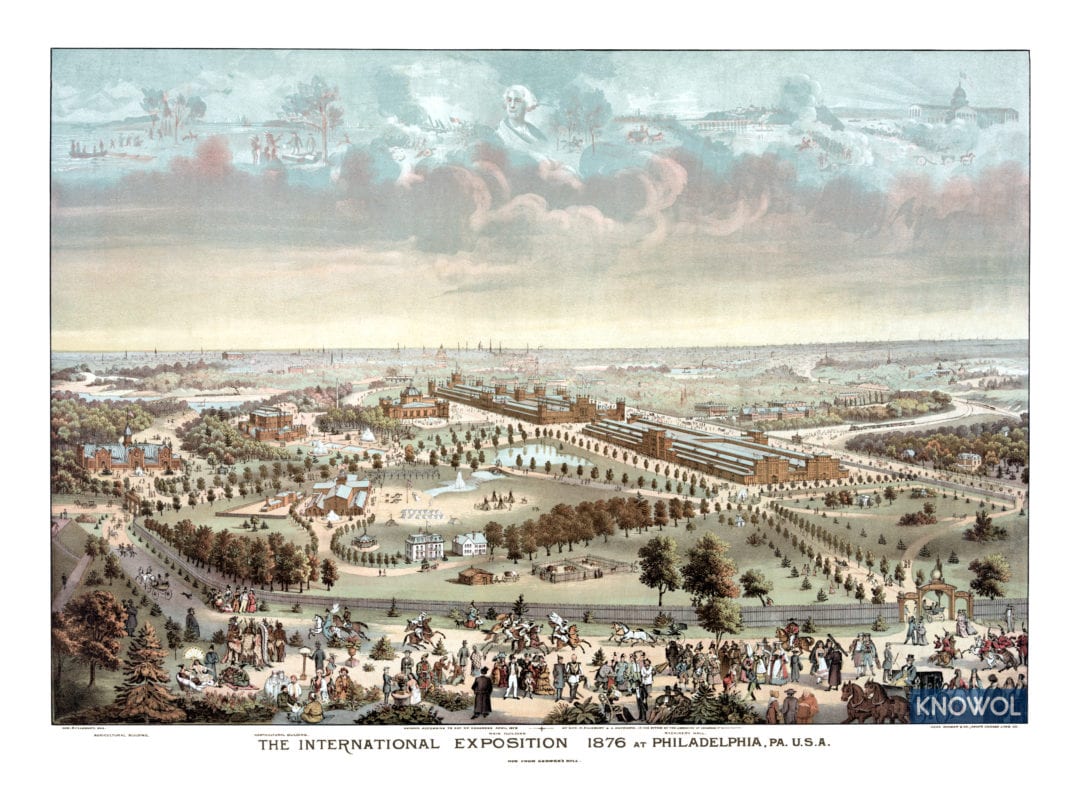 Historic bird's eye view of the Philadelphia World's Fair of 1876 - KNOWOL