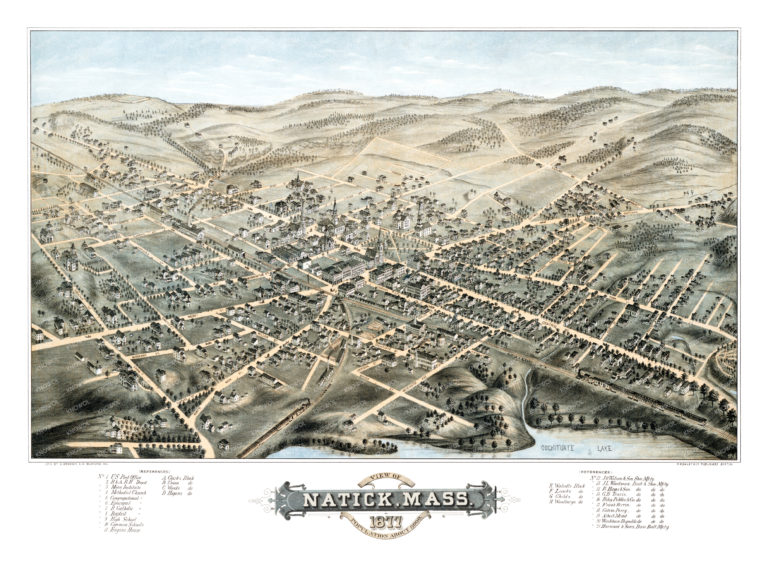 Beautifully restored map of Natick, Massachusetts from 1877 - KNOWOL