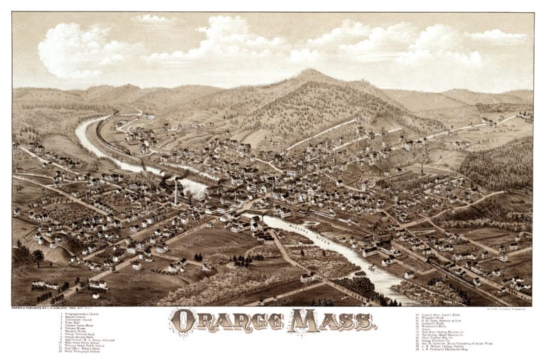 Beautifully detailed map of Orange, MA from 1883 KNOWOL