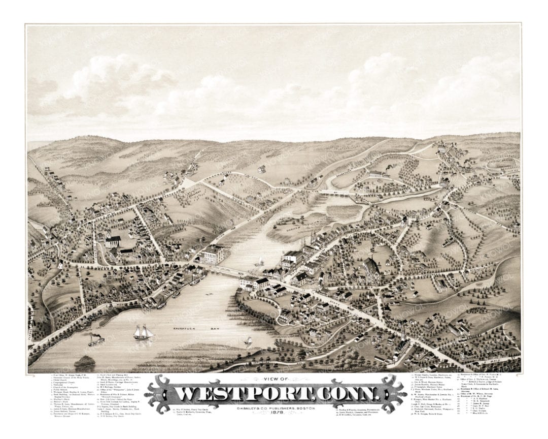 Beautifully detailed map of Westport, CT from 1878 - KNOWOL