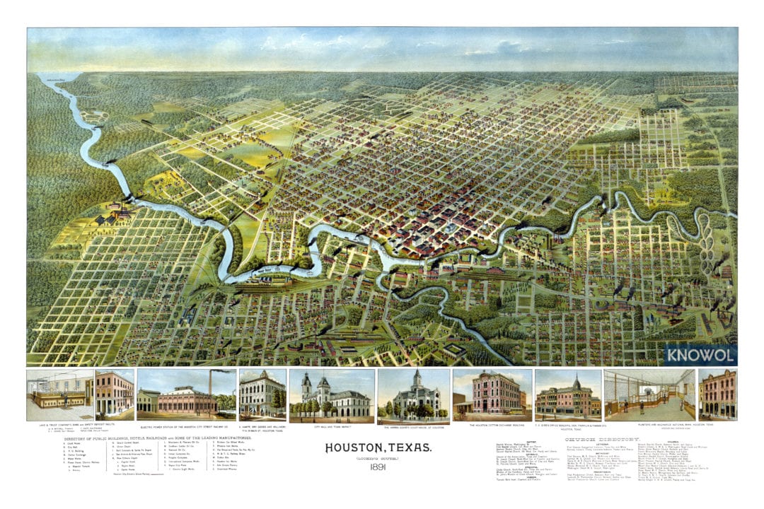 Beautifully detailed map of Houston, Texas from 1891 - KNOWOL