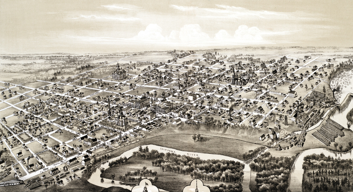 Beautifully restored map of Mt. Pleasant, Michigan from 1884 - KNOWOL