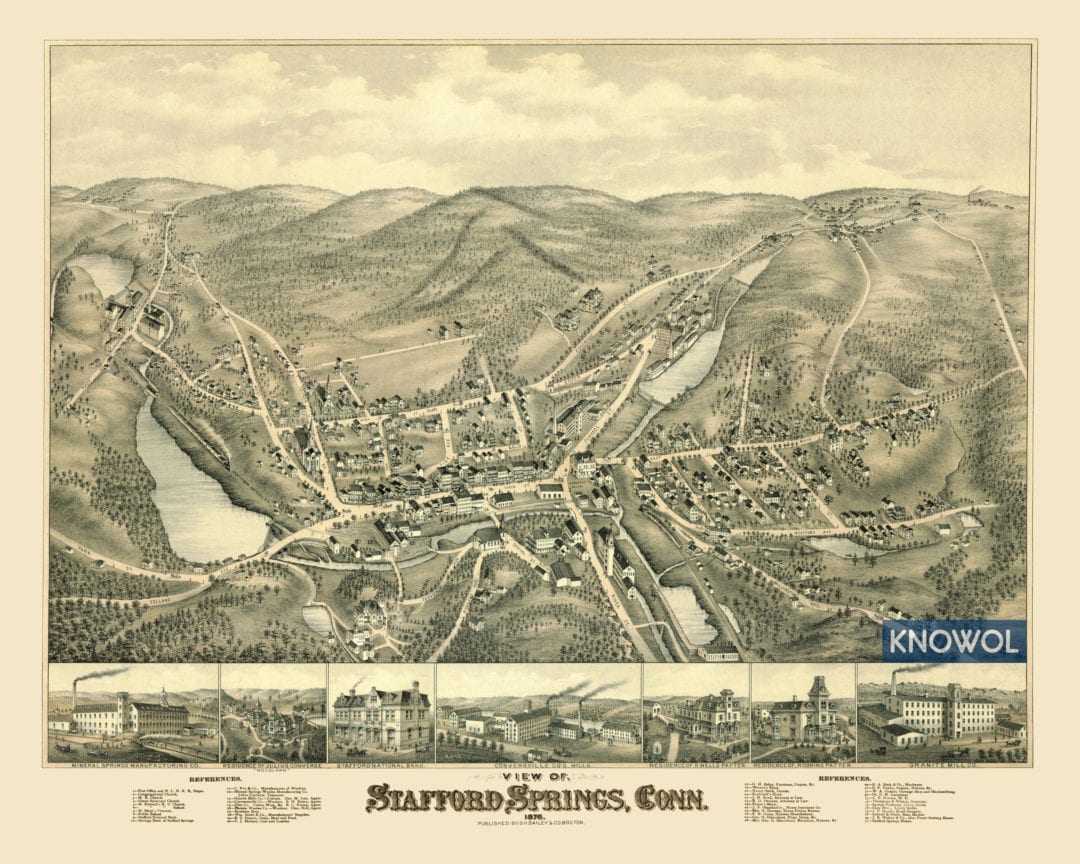 Beautifully restored map of Stafford Springs, CT from 1878 KNOWOL