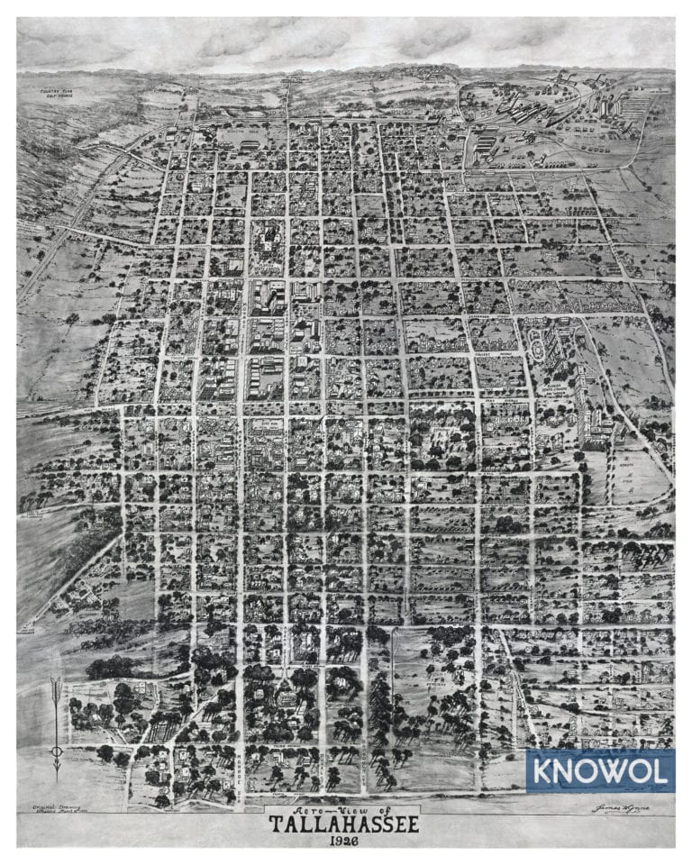 Beautifully restored map of Tallahassee, Florida from 1926 - KNOWOL