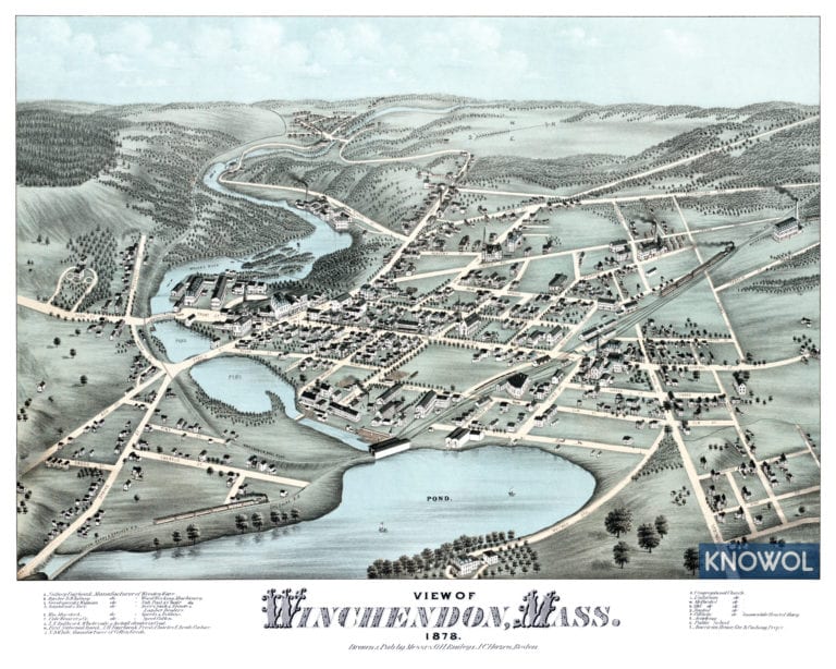 Beautifully Detailed Map Of Winchendon, MA From 1878 - KNOWOL