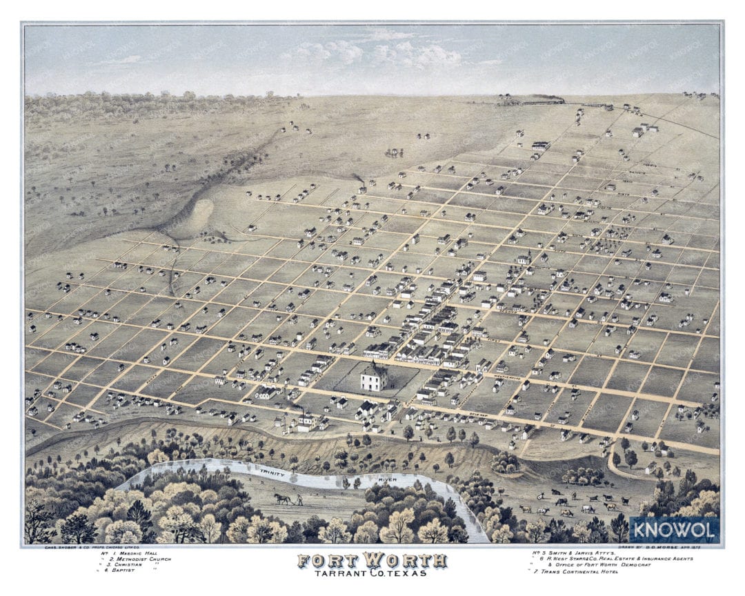 Beautifully Restored Map Of Fort Worth Texas From 1876 Knowol 1649