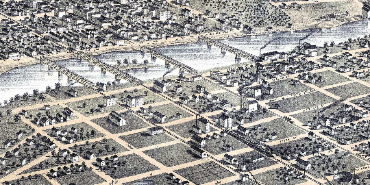 Beautifully Restored Map of Des Moines, Iowa from 1868